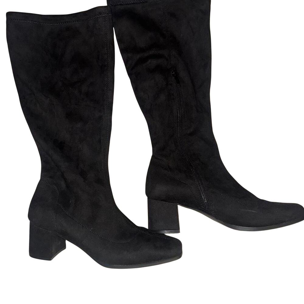 Black suede knee high boots